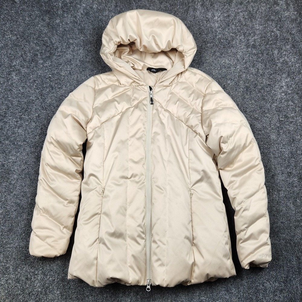 GoLite‎ Jacket Womens Medium Beige Hooded Down Puffer Quilted Full Zip Insulated